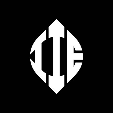 Çember ve elips şekilli IIE daire harf logosu tasarımı. Typographic tarzında IIE elips harfleri. Üç baş harf daire şeklinde bir logo oluşturuyor. IIE Çember Amblemi Soyut Monogram Harf İşaretleme Vektörü.