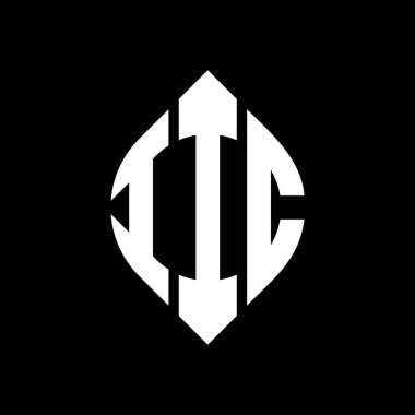 Çember ve elips şekilli IIC daire harf logosu tasarımı. Tipografik tarzda IIC elips harfleri. Üç baş harf daire şeklinde bir logo oluşturuyor. IIC Çember Amblemi Soyut Monogram Harf İşaretleme Vektörü.