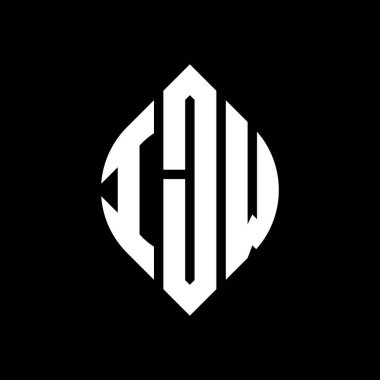 Çember ve elips şekilli IJW daire harf logosu tasarımı. Tipografik biçimli IJW elips harfleri. Üç baş harf daire şeklinde bir logo oluşturuyor. IJW Çember Amblemi Soyut Monogram Harf İşaretleyici Vektörü.