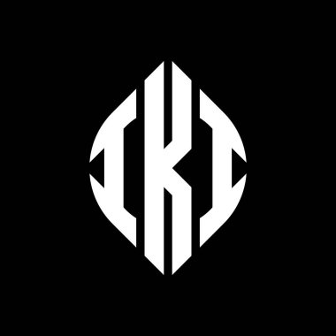 Dairesel ve elips şekilli IKI daire harf logosu tasarımı. IKI elips harfleri tipografik tarzda. Üç baş harf daire şeklinde bir logo oluşturuyor. IKI Çember Amblemi Soyut Monogram Harf İşaretleme Vektörü.