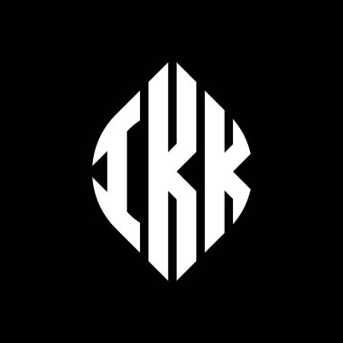 Daire ve elips şekilli IKK daire harf logosu tasarımı. Typographic tarzında IKK elips harfleri. Üç baş harf daire şeklinde bir logo oluşturuyor. IKK Çember Amblemi Soyut Monogram Harf İşaretleme Vektörü.