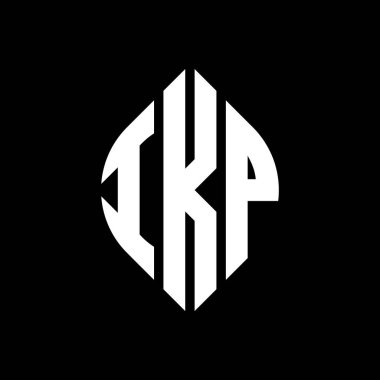 Daire ve elips şekilli IKP daire harf logosu tasarımı. Tipografik biçimli IKP elips harfleri. Üç baş harf daire şeklinde bir logo oluşturuyor. IKP Çember Amblemi Soyut Monogram Harf İşaretleyici Vektörü.