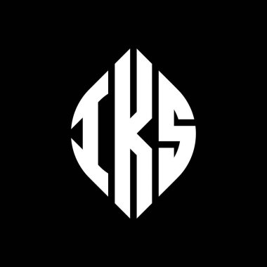Çember ve elips şekilli IKS daire harf logosu tasarımı. Tipografik biçimli IKS elips harfleri. Üç baş harf daire şeklinde bir logo oluşturuyor. IKS Çember Amblemi Soyut Monogram Harf İşaretleyici Vektörü.