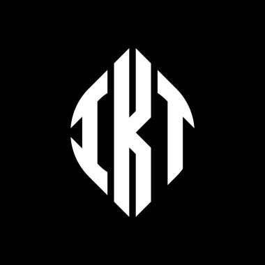 Daire ve elips şekilli IKT daire harf logosu tasarımı. Tipografik biçimli IKT elips harfleri. Üç baş harf daire şeklinde bir logo oluşturuyor. IKT Çember Amblemi Soyut Monogram Harf İşaretleyici Vektörü.