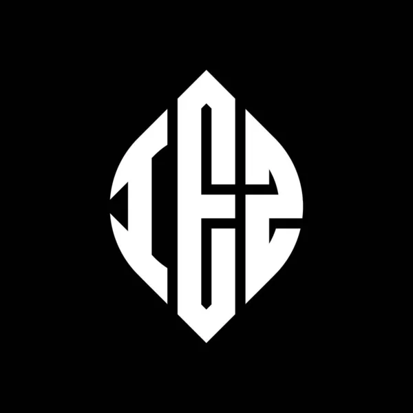 Дизайн Логотипа Круга Iez Кружком Эллипсом Эллипсовые Буквы Iez Типографским — стоковый вектор