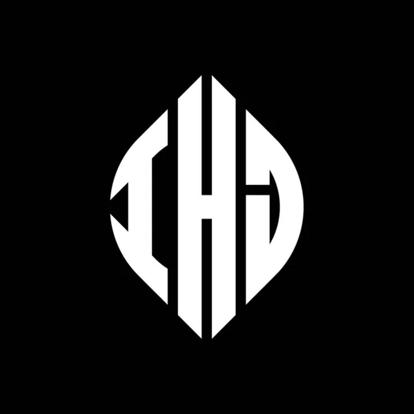 Дизайн Логотипа Круга Ihj Кружками Эллипсами Буквы Эллипса Ihj Типографским — стоковый вектор