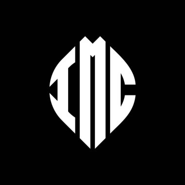 Çember ve elips şekilli IMC daire harf logosu tasarımı. Tipografik biçimli IMC elips harfleri. Üç baş harf daire şeklinde bir logo oluşturuyor. IMC Çember Amblemi Soyut Monogram Harf İşaretleyici Vektörü.