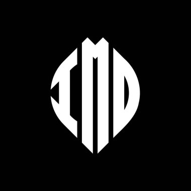 Çember ve elips şekilli IMD daire harf logosu tasarımı. Tipografik biçimli IMD elips harfleri. Üç baş harf daire şeklinde bir logo oluşturuyor. IMD Çember Amblemi Soyut Monogram Harf İşaretleyici Vektörü.