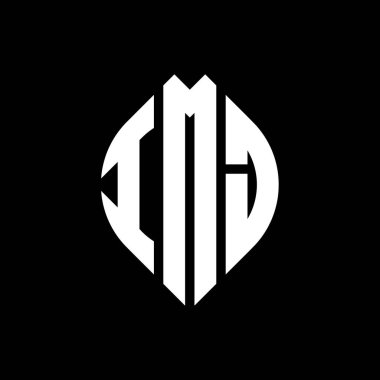 Çember ve elips şekilli IMJ daire harf logosu tasarımı. Typographic tarzında IMJ elips harfleri. Üç baş harf daire şeklinde bir logo oluşturuyor. IMJ Çember Amblemi Soyut Monogram Harf İşaretleyici Vektörü.