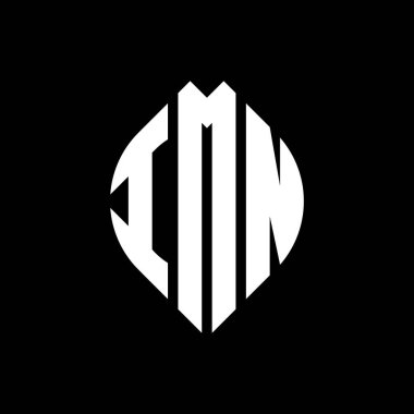 Çember ve elips şekilli IMN daire harf logosu tasarımı. Tipografik biçimli IMN elips harfleri. Üç baş harf daire şeklinde bir logo oluşturuyor. IMN Çember Amblemi Soyut Monogram Harf İşaretleyici Vektörü.
