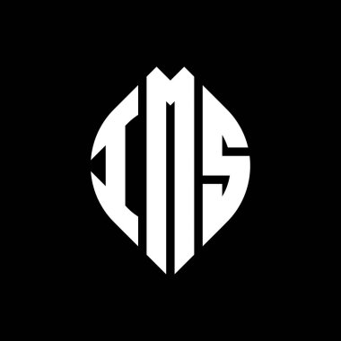 Çember ve elips şekilli IMS daire harf logosu tasarımı. Tipografik biçimli IMS elips harfleri. Üç baş harf daire şeklinde bir logo oluşturuyor. IMS Çemberi Amblemi Soyut Monogram Harf İşaretleyici Vektörü.