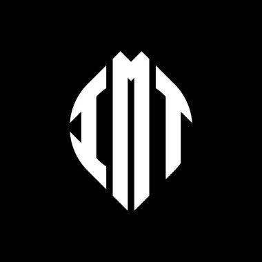 Çember ve elips şekilli IMT daire harf logosu tasarımı. Tipografik biçimli IMT elips harfleri. Üç baş harf daire şeklinde bir logo oluşturuyor. IMT Çember Amblemi Soyut Monogram Harf İşaretleyici Vektörü.