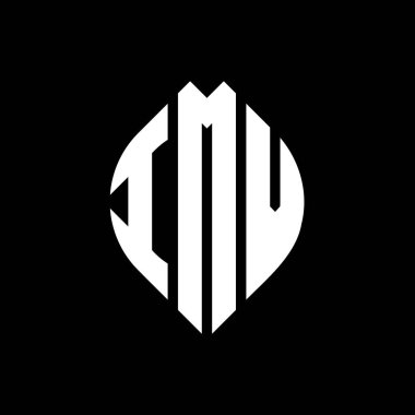 Çember ve elips şekilli IMV daire harf logosu tasarımı. Tipografik biçimli IMV elips harfleri. Üç baş harf daire şeklinde bir logo oluşturuyor. IMV Çember Amblemi Soyut Monogram Harf İşaretleyici Vektörü.