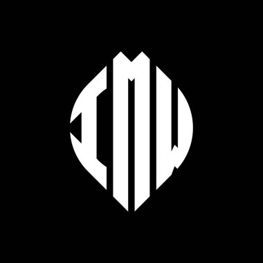 Çember ve elips şekilli IMW daire harf logosu tasarımı. Tipografik biçimli IMW elips harfleri. Üç baş harf daire şeklinde bir logo oluşturuyor. IMW Çemberi Amblemi Soyut Monogram Harf İşaretleyici Vektörü.