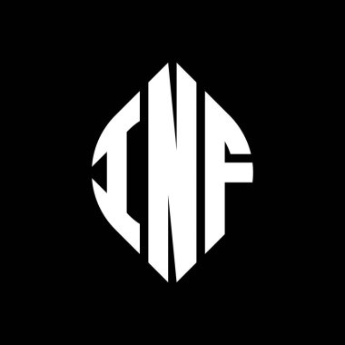 Çember ve elips şekilli INF daire harf logosu tasarımı. Tipografik şekilli INF elips harfleri. Üç baş harf daire şeklinde bir logo oluşturuyor. INF Çemberi Amblemi Soyut Monogram Harf İşaretleyici Vektörü.