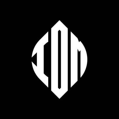 Dairesel ve elips şekilli IOM daire harf logosu tasarımı. Tipografik biçimli IOM elips harfleri. Üç baş harf daire şeklinde bir logo oluşturuyor. IOM Çember Amblemi Soyut Monogram Harf İşaretleyici Vektörü.