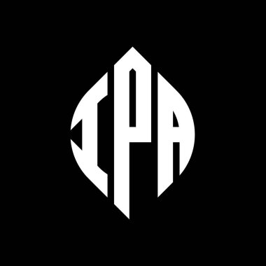 Dairesel ve elips şekilli IPA daire harf logosu tasarımı. Tipografik şekilli IPA elips harfleri. Üç baş harf daire şeklinde bir logo oluşturuyor. IPA Çemberi Amblemi Soyut Monogram Harf İşaretleyici Vektörü.