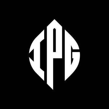 Dairesel ve elips şekilli IPG daire harf logosu tasarımı. Tipografik biçimli IPG elips harfleri. Üç baş harf daire şeklinde bir logo oluşturuyor. IPG Çember Amblemi Soyut Monogram Harf İşaretleyici Vektörü.