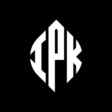 Çember ve elips şekilli IPK daire harf logosu tasarımı. Tipografik biçimli IPK elips harfleri. Üç baş harf daire şeklinde bir logo oluşturuyor. IPK Çember Amblemi Soyut Monogram Harf İşaretleyici Vektörü.