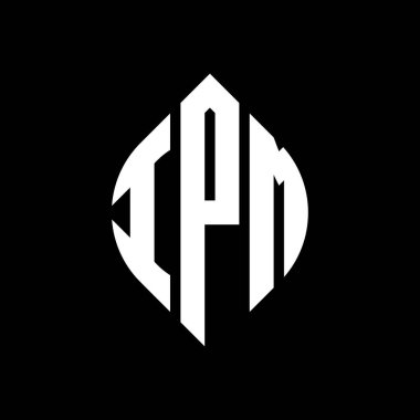 Dairesel ve elips şekilli IPM daire harf logosu tasarımı. Tipografik tarzda IPM elips harfleri. Üç baş harf daire şeklinde bir logo oluşturuyor. IPM Çemberi Amblemi Soyut Monogram Harf İşaretleyici Vektörü.