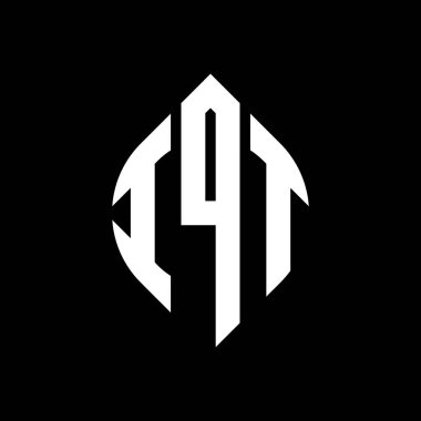 Daire ve elips şekilli IQT daire harf logosu tasarımı. Tipografik biçimli IQT elips harfleri. Üç baş harf daire şeklinde bir logo oluşturuyor. IQT Çember Amblemi Soyut Monogram Harf İşaretleyici Vektörü.