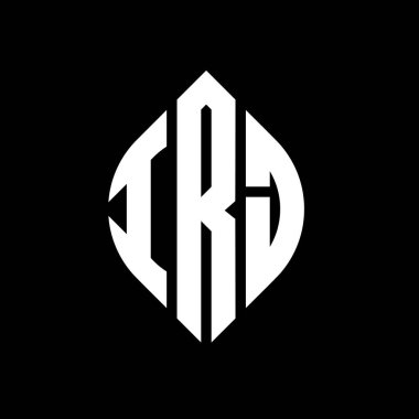 IRJ daire şeklinde ve elips şekilli harf logosu tasarımı. Typographic tarzında IRJ elips harfleri. Üç baş harf daire şeklinde bir logo oluşturuyor. IRJ Çember Amblemi Soyut Monogram Harf İşaretleme Vektörü.