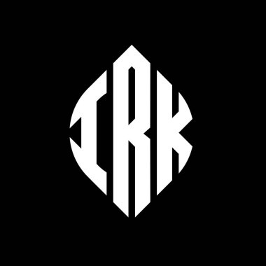 Daire ve elips şekilli IRK daire harf logosu tasarımı. Tipografik tarzda IRK elips harfleri. Üç baş harf daire şeklinde bir logo oluşturuyor. IRK Çemberi Amblemi Soyut Monogram Harf İşaretleme Vektörü.