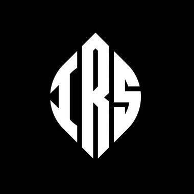 Dairesel ve elips şekilli IRS dairesi harf logosu tasarımı. Tipografik tarzda IRS elips harfleri. Üç baş harf daire şeklinde bir logo oluşturuyor. IRS Çemberi Amblemi Soyut Monogram Harf İşaretleyici Vektörü.