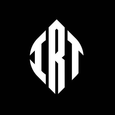 Çember ve elips şekilli IRT daire harf logosu tasarımı. Typographic tarzında IRT elips harfleri. Üç baş harf daire şeklinde bir logo oluşturuyor. IRT Çemberi Amblemi Soyut Monogram Harf İşaretleyici Vektörü.