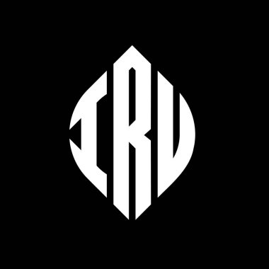 Çember ve elips şekilli IRU daire harf logosu tasarımı. Tipografik şekilli IRU elips harfleri. Üç baş harf daire şeklinde bir logo oluşturuyor. IRU Çember Amblemi Soyut Monogram Harf İşaretleyici Vektörü.