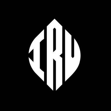 Daire ve elips şekilli IRV daire harf logosu tasarımı. Typographic tarzında IRV elips harfleri. Üç baş harf daire şeklinde bir logo oluşturuyor. IRV Çember Amblemi Soyut Monogram Harf İşaretleme Vektörü.