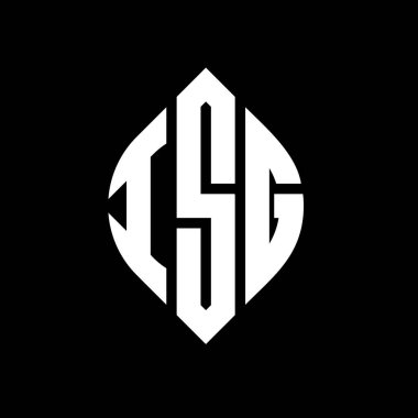 Daire ve elips şekilli ISG daire harf logosu tasarımı. Typographic tarzında ISG elips harfleri. Üç baş harf daire şeklinde bir logo oluşturuyor. ISG Çember Amblemi Soyut Monogram Harf İşaretleyici Vektörü.