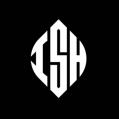 Çember ve elips şekilli ISH daire harf logosu tasarımı. Typographic tarzında ISH elips harfleri. Üç baş harf daire şeklinde bir logo oluşturuyor. ISH Çember Amblemi Soyut Monogram Harf İşaretleyici Vektörü.