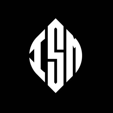 Daire ve elips şekilli ISM daire harf logosu tasarımı. Typographic tarzında ISM elips harfleri. Üç baş harf daire şeklinde bir logo oluşturuyor. ISM Çember Amblemi Soyut Monogram Harf İşaretleyici Vektörü.