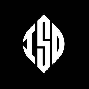 Daire ve elips şekilli ISO daire harf logosu tasarımı. ISO elips harfleri tipografik tarzda. Üç baş harf daire şeklinde bir logo oluşturuyor. ISO Çember Amblemi Soyut Monogram Harf İşaretleyici Vektörü.