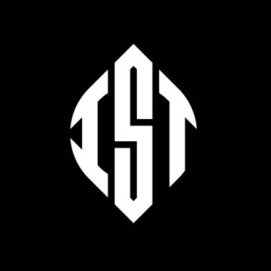 Çember ve elips şekilli IST daire harf logosu tasarımı. IST elips harfleri tipografik tarzda. Üç baş harf daire şeklinde bir logo oluşturuyor. IST Çember Amblemi Soyut Monogram Harf İşaretleyici Vektörü.