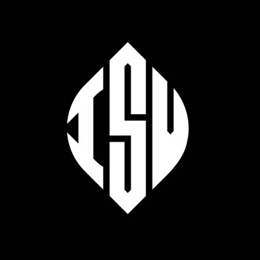 Daire ve elips şekilli ISV daire harf logosu tasarımı. Typographic tarzında ISV elips harfleri. Üç baş harf daire şeklinde bir logo oluşturuyor. ISV Çember Amblemi Soyut Monogram Harf İşaretleyici Vektörü.