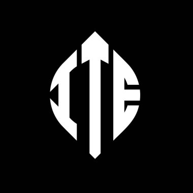 Çember ve elips şekilli ITE daire harf logosu tasarımı. Typographic tarzında elips harfler. Üç baş harf daire şeklinde bir logo oluşturuyor. ITE Çember Amblemi Soyut Monogram Harfi Mark Vector.ITE daire harfli logo tasarımı daire ve ellip