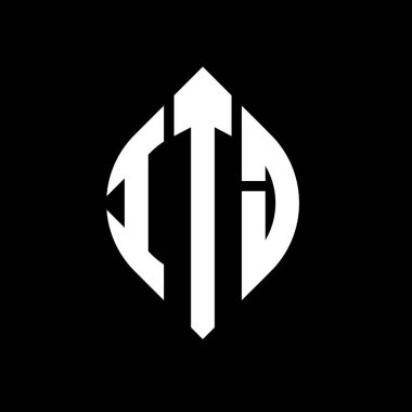 ITJ daire şeklinde ve elips şekilli harf logosu tasarımı. Typographic tarzında ITJ elips harfleri. Üç baş harf daire şeklinde bir logo oluşturuyor. ITJ Çember Amblemi Soyut Monogram Harf İşaretleme Vektörü.