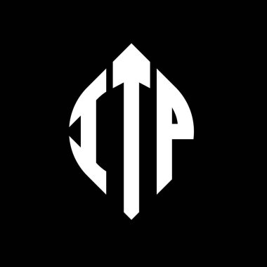 Çember ve elips şekilli ITP daire harf logosu tasarımı. Typographic tarzında elips harfler. Üç baş harf daire şeklinde bir logo oluşturuyor. ITP Çember Amblemi Soyut Monogram Harf İşaretleyici Vektörü.