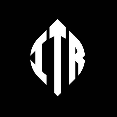 Çember ve elips şekilli ITR daire harf logosu tasarımı. Typographic tarzında elips harfler. Üç baş harf daire şeklinde bir logo oluşturuyor. ITR Çember Amblemi Soyut Monogram Harf İşaretleme Vektörü.