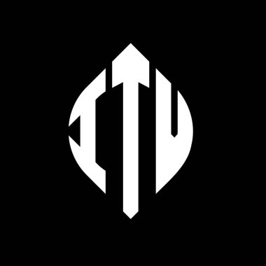 Dairesel ve elips şekilli ITV daire harf logosu tasarımı. Tipografik biçimli ITV elips harfleri. Üç baş harf daire şeklinde bir logo oluşturuyor. ITV Çemberi Amblemi Soyut Monogram Harf İşaretleyici Vektörü.