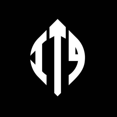 Çember ve elips şekilli ITQ daire harf logosu tasarımı. Typographic tarzında ITQ elips harfleri. Üç baş harf daire şeklinde bir logo oluşturuyor. ITQ Çemberi Amblemi Soyut Monogram Harf İşaretleyici Vektörü.