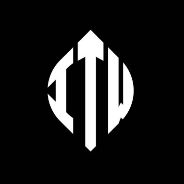 Çember ve elips şekilli ITW daire harf logosu tasarımı. Typographic tarzında ITW elips harfleri. Üç baş harf daire şeklinde bir logo oluşturuyor. ITW Çember Amblemi Soyut Monogram Harf İşaretleyici Vektörü.