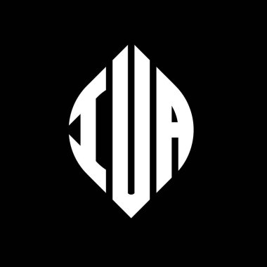 Çember ve elips şekilli IUA daire harf logosu tasarımı. Tipografik biçimli IUA elips harfleri. Üç baş harf daire şeklinde bir logo oluşturuyor. IUA Çember Amblemi Soyut Monogram Harf İşaretleyici Vektörü.