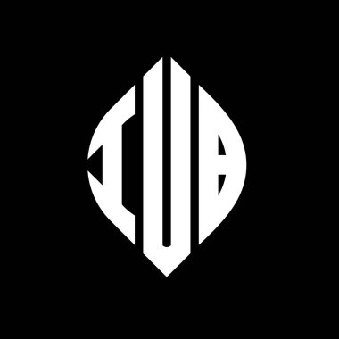 Dairesel ve elips şekilli IUB daire harf logosu tasarımı. Tipografik biçimli IUB elips harfleri. Üç baş harf daire şeklinde bir logo oluşturuyor. IUB Çember Amblemi Soyut Monogram Harf İşaretleyici Vektörü.