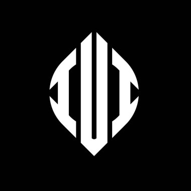 Dairesel ve elips şekilli IUI daire harf logosu tasarımı. Typographic tarzında IUI elips harfleri. Üç baş harf daire şeklinde bir logo oluşturuyor. IUI Çember Amblemi Soyut Monogram Harf İşaretleyici Vektörü.