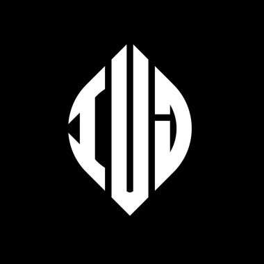 Çember ve elips şekilli IUJ daire harf logosu tasarımı. Typographic tarzında IUJ elips harfleri. Üç baş harf daire şeklinde bir logo oluşturuyor. IUJ Çember Amblemi Soyut Monogram Harf İşaretleyici Vektörü.