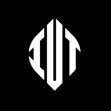 Çember ve elips şekilli IUT daire harf logosu tasarımı. Typographic tarzında IUT elips harfleri. Üç baş harf daire şeklinde bir logo oluşturuyor. IUT Çember Amblemi Soyut Monogram Harf İşaretleyici Vektörü.