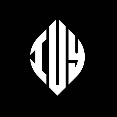 Çember ve elips şekilli IUY daire harf logosu tasarımı. Tipografik biçimli IUY elips harfleri. Üç baş harf daire şeklinde bir logo oluşturuyor. IUY Çember Amblemi Soyut Monogram Harf İşaretleyici Vektörü.
